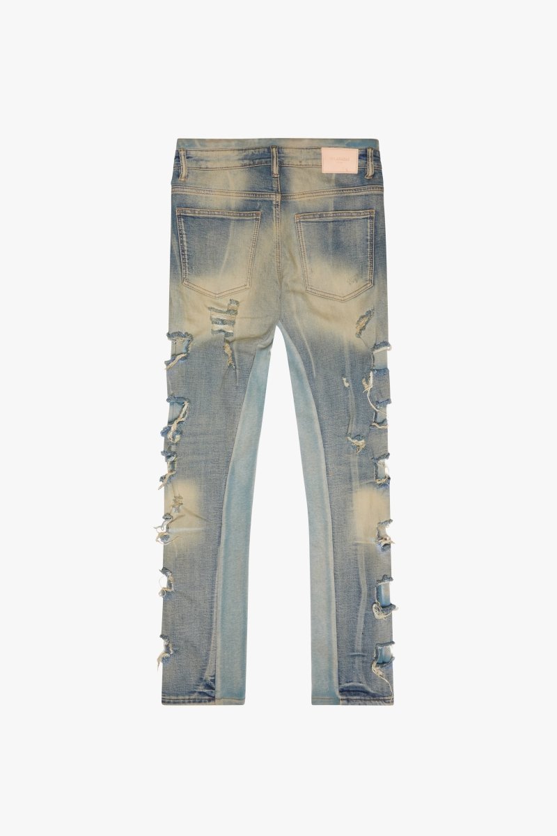 "LADDERED" SKINNY JEAN OLIVE WASH "LADDERED" SKINNY JEAN OLIVE WASH