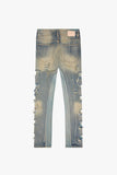 "LADDERED" SKINNY JEAN OLIVE WASH "LADDERED" SKINNY JEAN OLIVE WASH