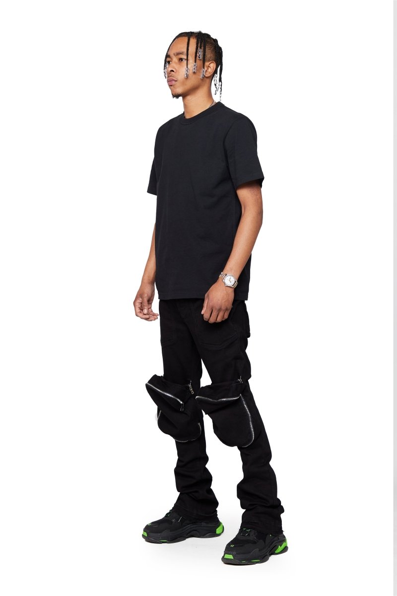 “LEOPOLD” STACKED FLARE JEAN BLACK WASHED “LEOPOLD” STACKED FLARE JEAN BLACK WASHED