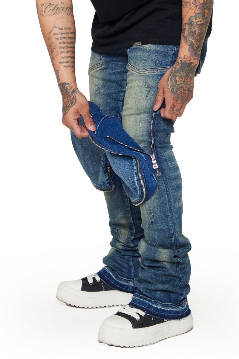“LEOPOLD” STACKED FLARE JEAN DK. VINTAGE WASHED “LEOPOLD” STACKED FLARE JEAN DK. VINTAGE WASHED
