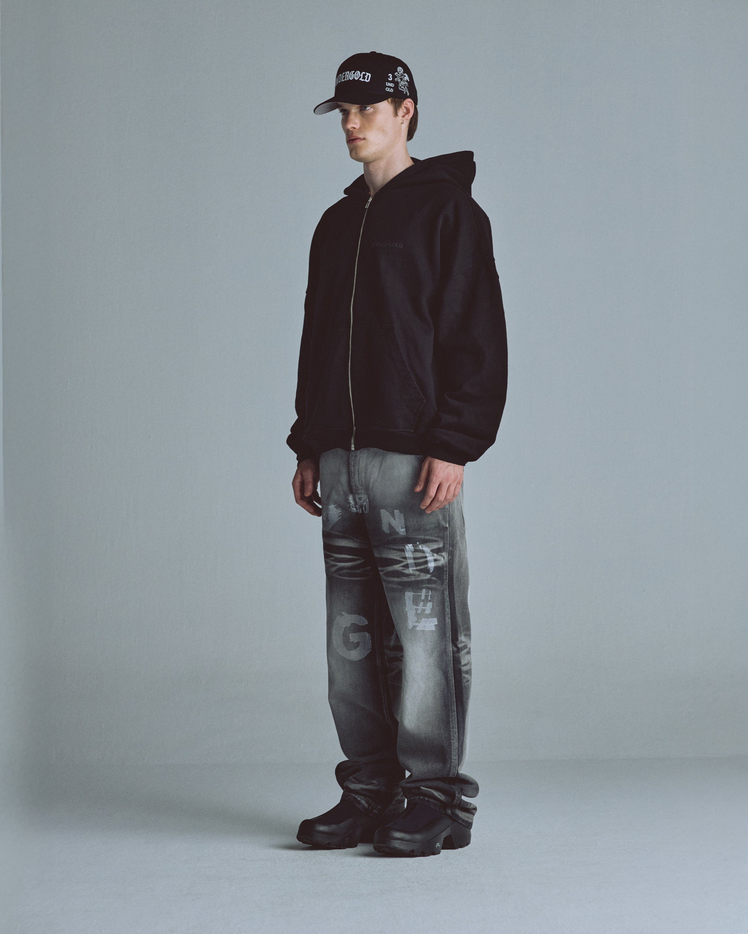 Line Logo Zip Up Hoodie Black Line Logo Zip Up Hoodie Black