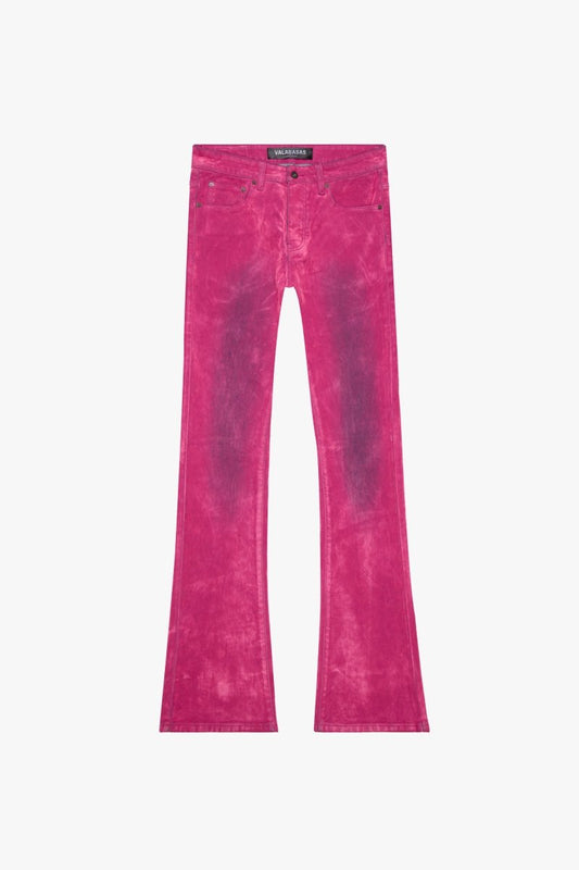 "LUXE" SUEDE STACKED FLARE JEAN PINK