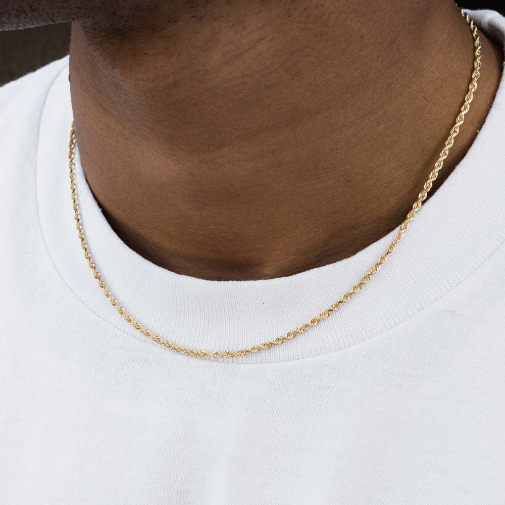Solid Gold Rope Chain Hollow Solid Gold Rope Chain Hollow