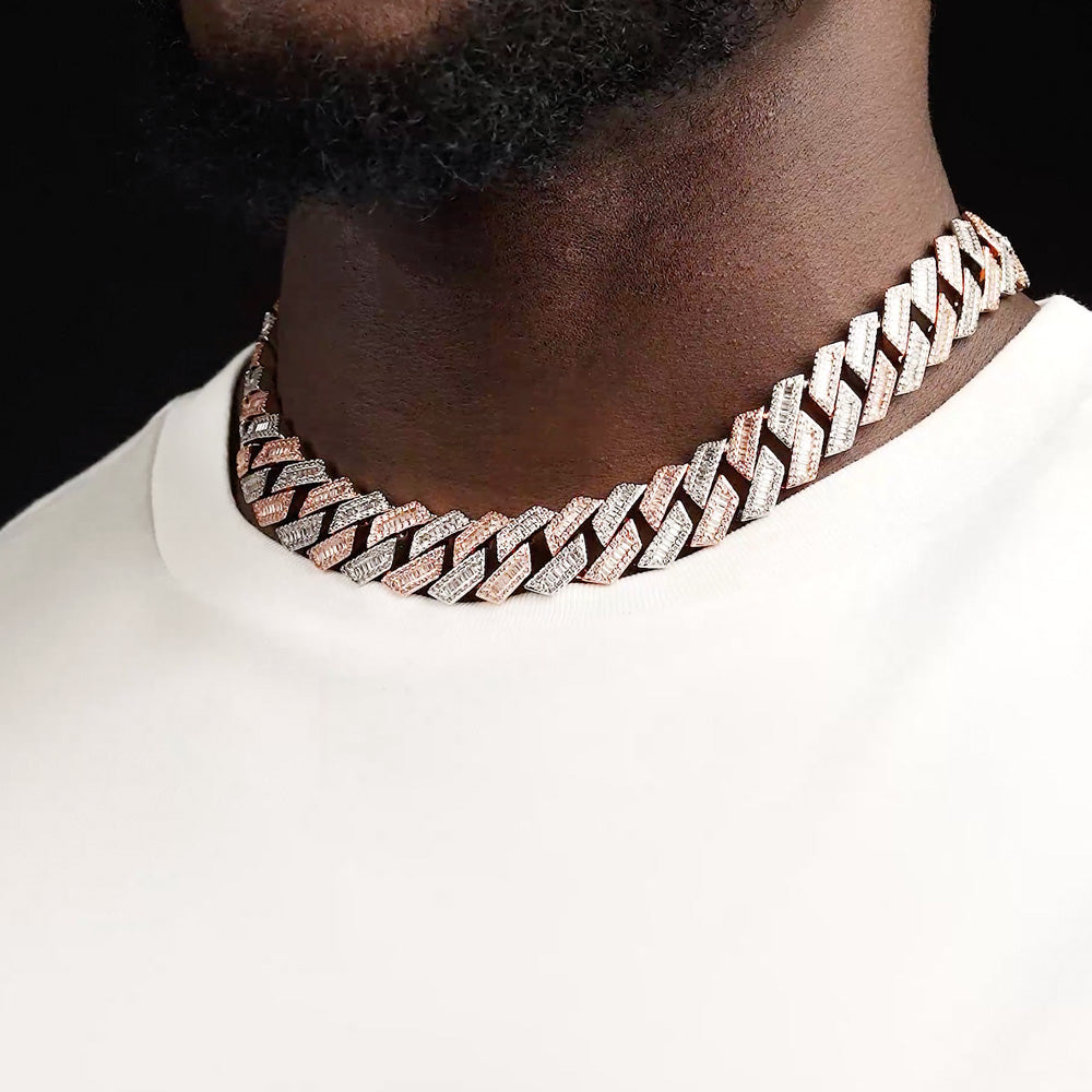 Diamond Baguette Straight Edge Cuban Chain 18mm Diamond Baguette Straight Edge Cuban Chain 18mm