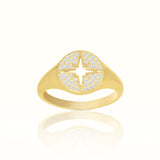 Men's Vermeil Diamond Shinning Star Signet Ring Men's Vermeil Diamond Shinning Star Signet Ring
