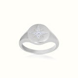 Men's Vermeil Micro Diamond Shinning Star Signet Ring Men's Vermeil Micro Diamond Shinning Star Signet Ring