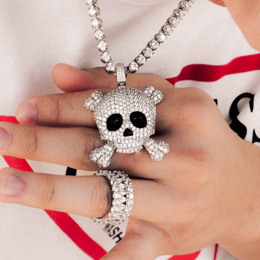 Diamond Skull Necklace Pendant & Tennis Chain