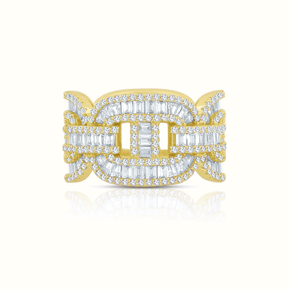 Men's Vermeil Diamond Baguette Mariner Ring Men's Vermeil Diamond Baguette Mariner Ring