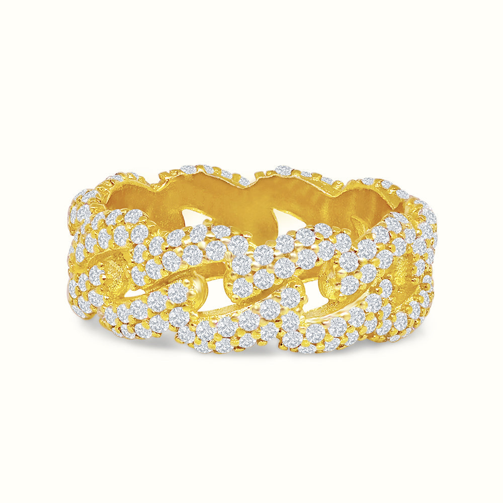 Men's Vermeil Diamond Cuban Link Ring V2 Men's Vermeil Diamond Cuban Link Ring V2