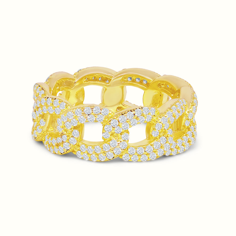 Men's Vermeil Diamond Cuban Link Ring V3 Men's Vermeil Diamond Cuban Link Ring V3