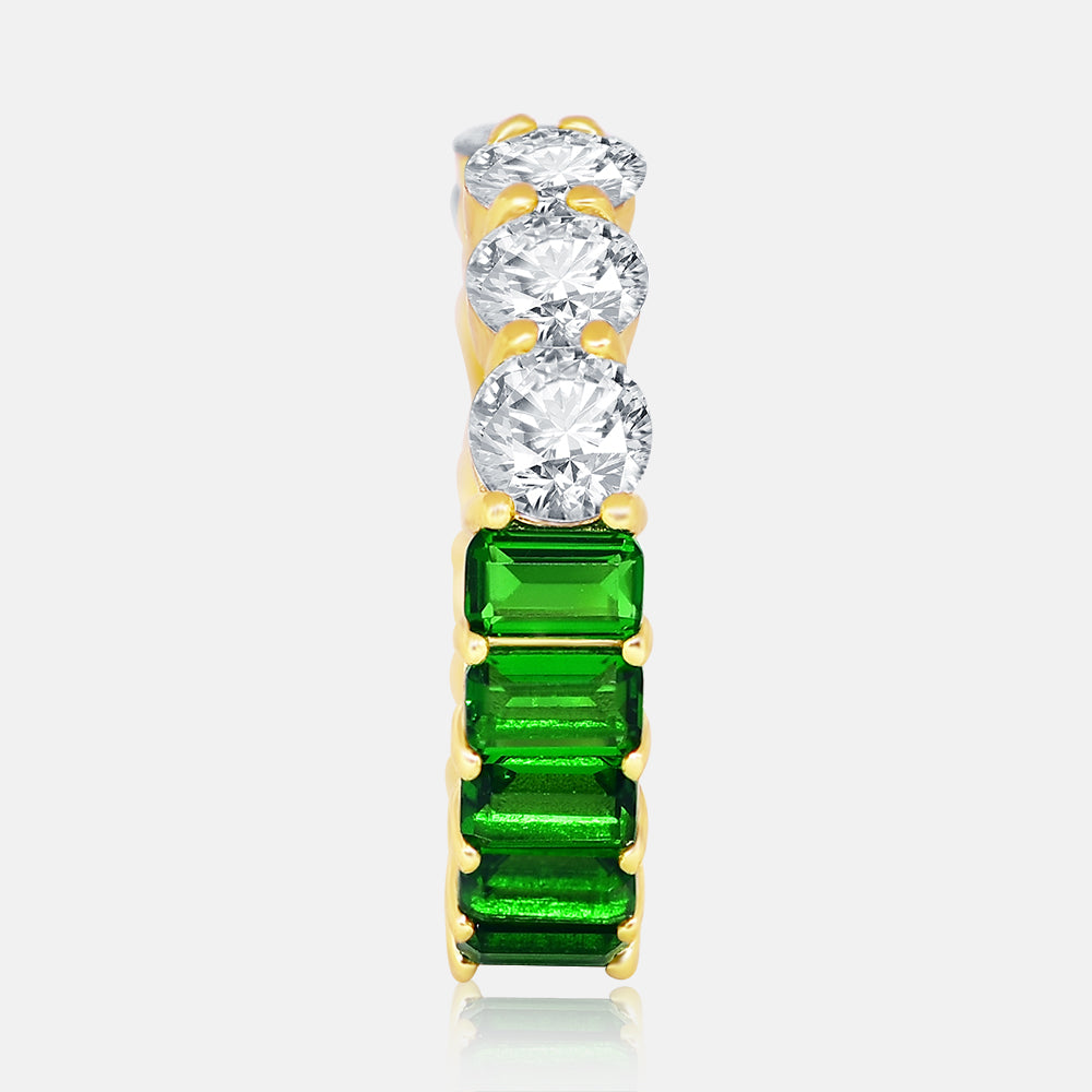 Men's Vermeil Diamond & Green Emerald Ring Men's Vermeil Diamond & Green Emerald Ring