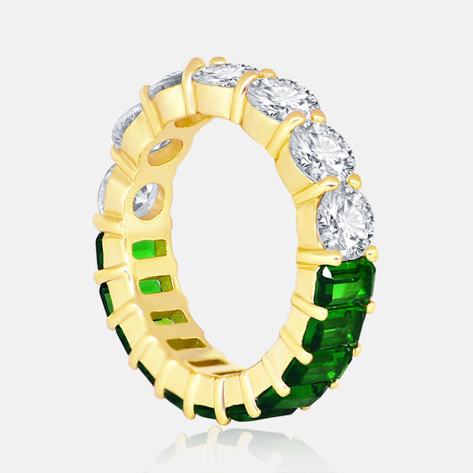 Men's Vermeil Diamond & Green Emerald Ring