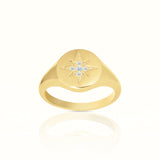 Men's Vermeil Micro Diamond Shinning Star Signet Ring Men's Vermeil Micro Diamond Shinning Star Signet Ring