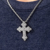 Diamond Fleur De Lis Cross Necklace Pendant & Rope Chain Diamond Fleur De Lis Cross Necklace Pendant & Rope Chain
