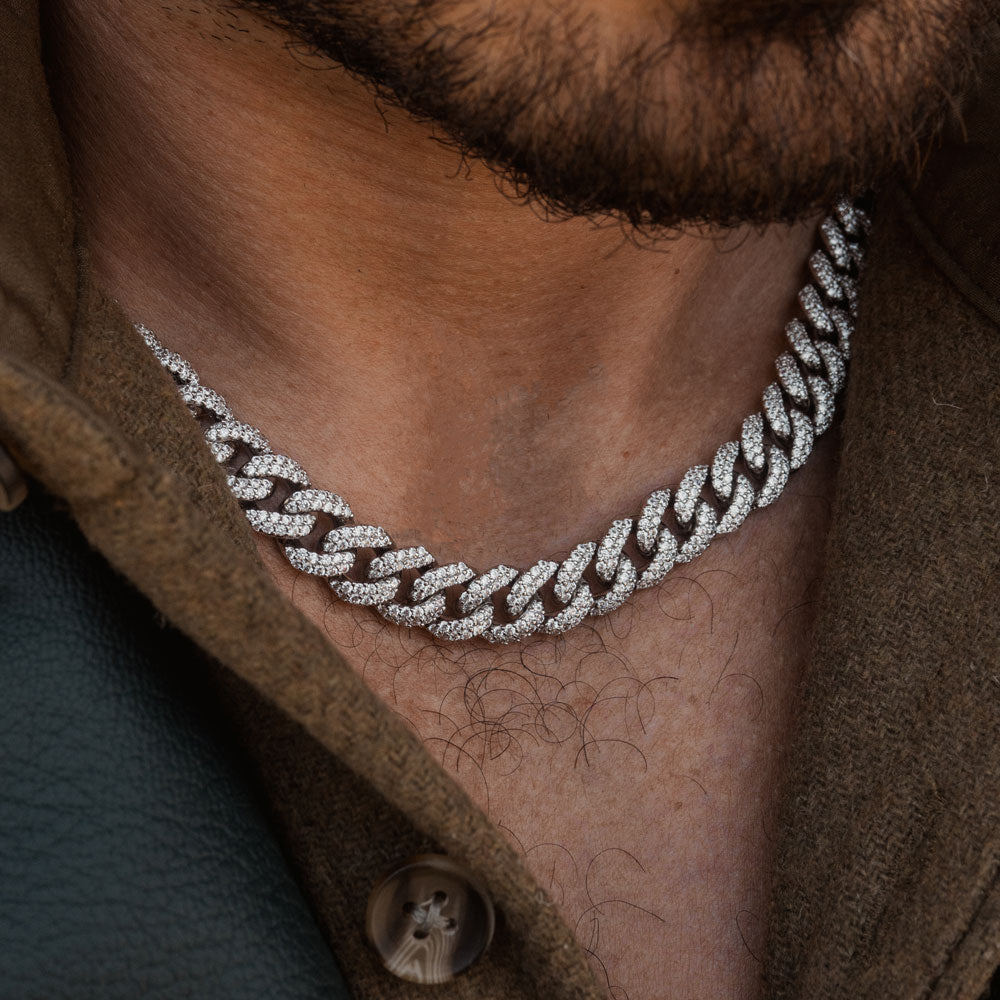 Diamond Cuban Link Chain White Gold 10mm Diamond Cuban Link Chain White Gold 10mm