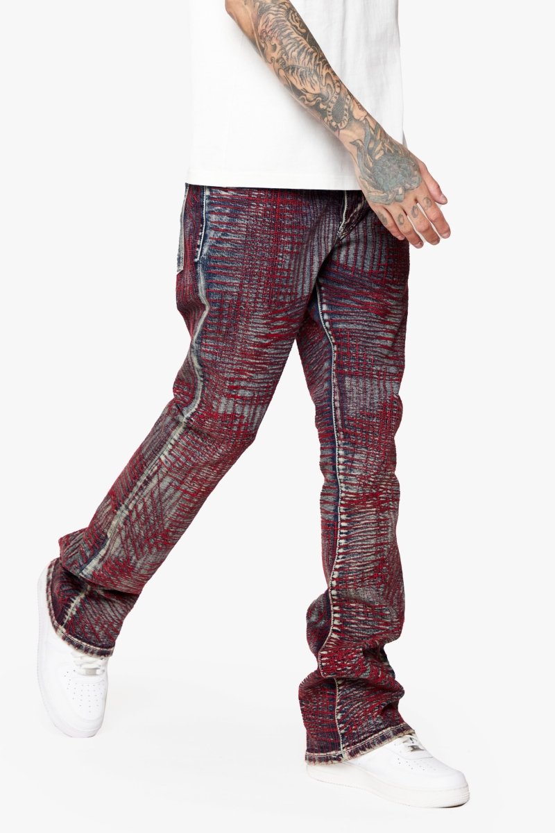 "MR. EMBROIDERY" STACKED FLARE JEAN CORAL HAZE "MR. EMBROIDERY" STACKED FLARE JEAN CORAL HAZE