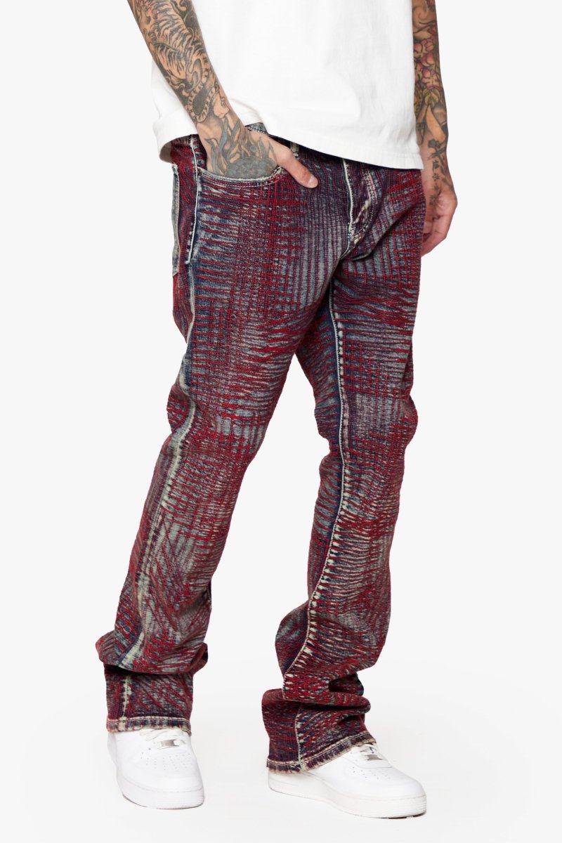 "MR. EMBROIDERY" STACKED FLARE JEAN CORAL HAZE "MR. EMBROIDERY" STACKED FLARE JEAN CORAL HAZE