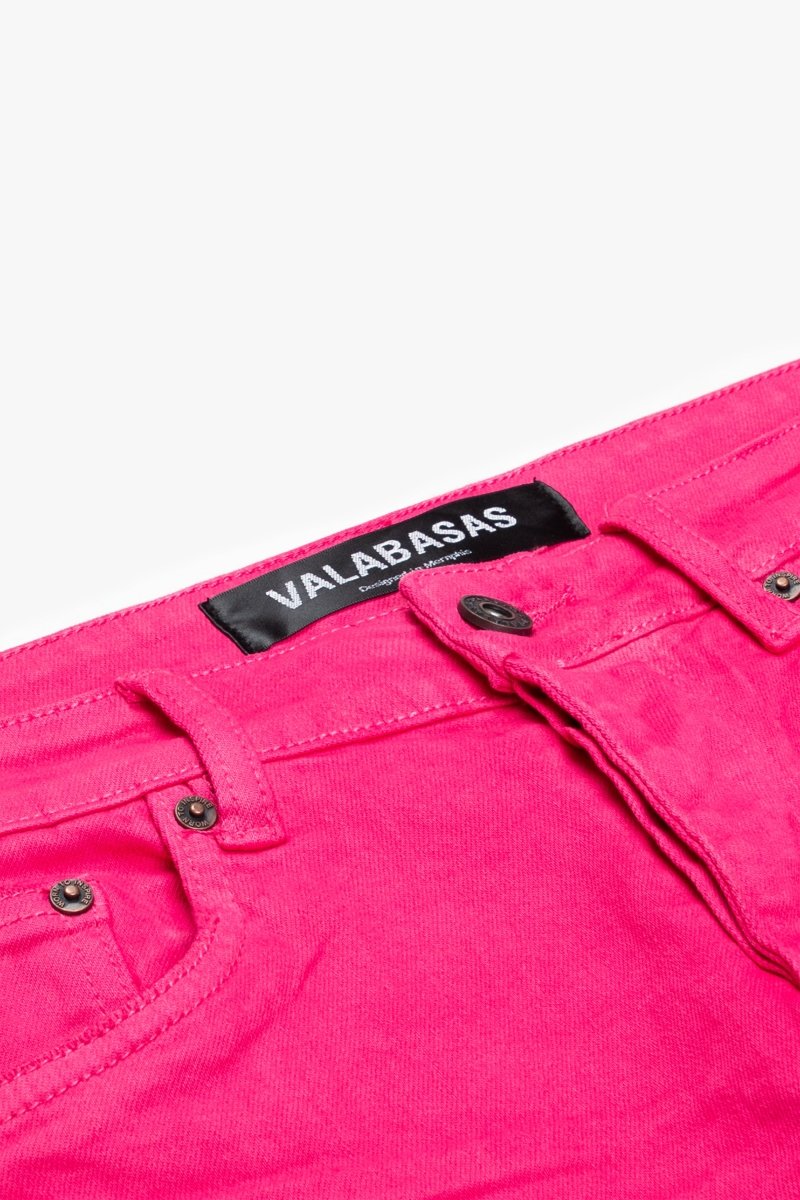 "MR. EXTENDO" STACKED FLARE JEAN FUCHSIA "MR. EXTENDO" STACKED FLARE JEAN FUCHSIA