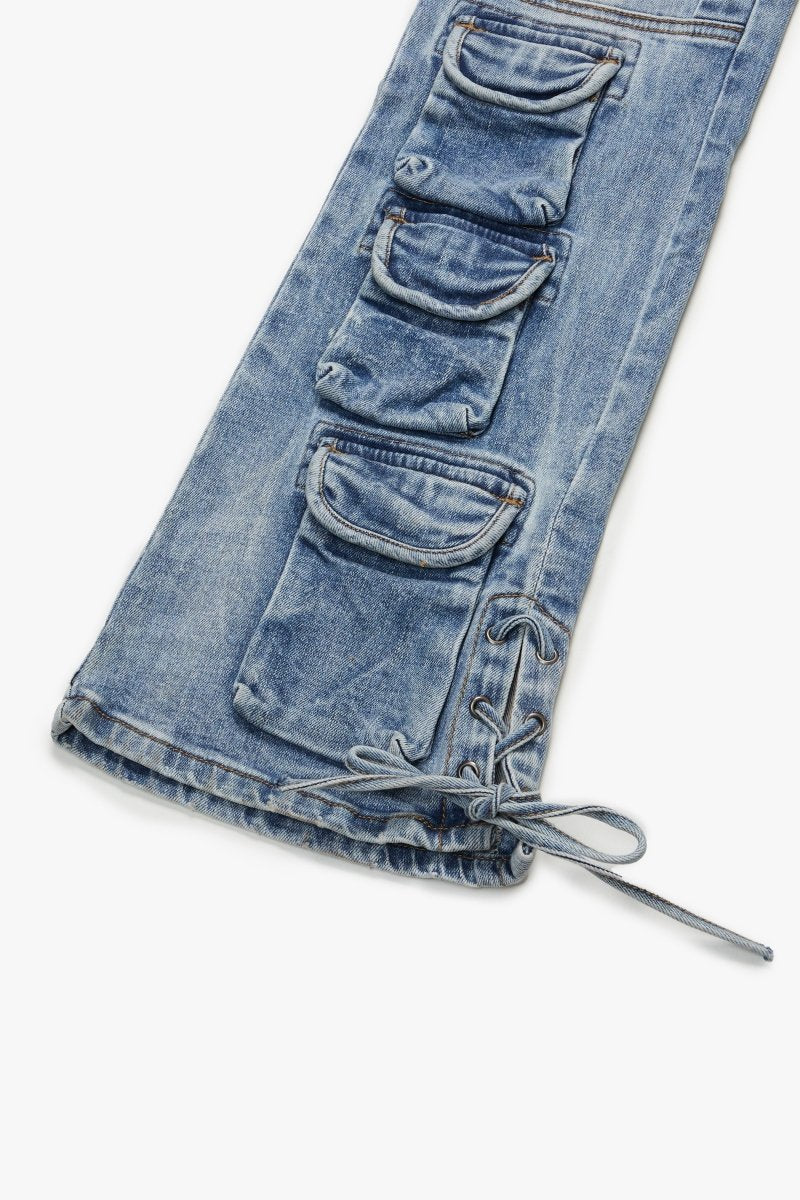 "NAVIGATOR" LT. BLUE STACKED FLARE JEANS LT. BLUE "NAVIGATOR" LT. BLUE STACKED FLARE JEANS LT. BLUE