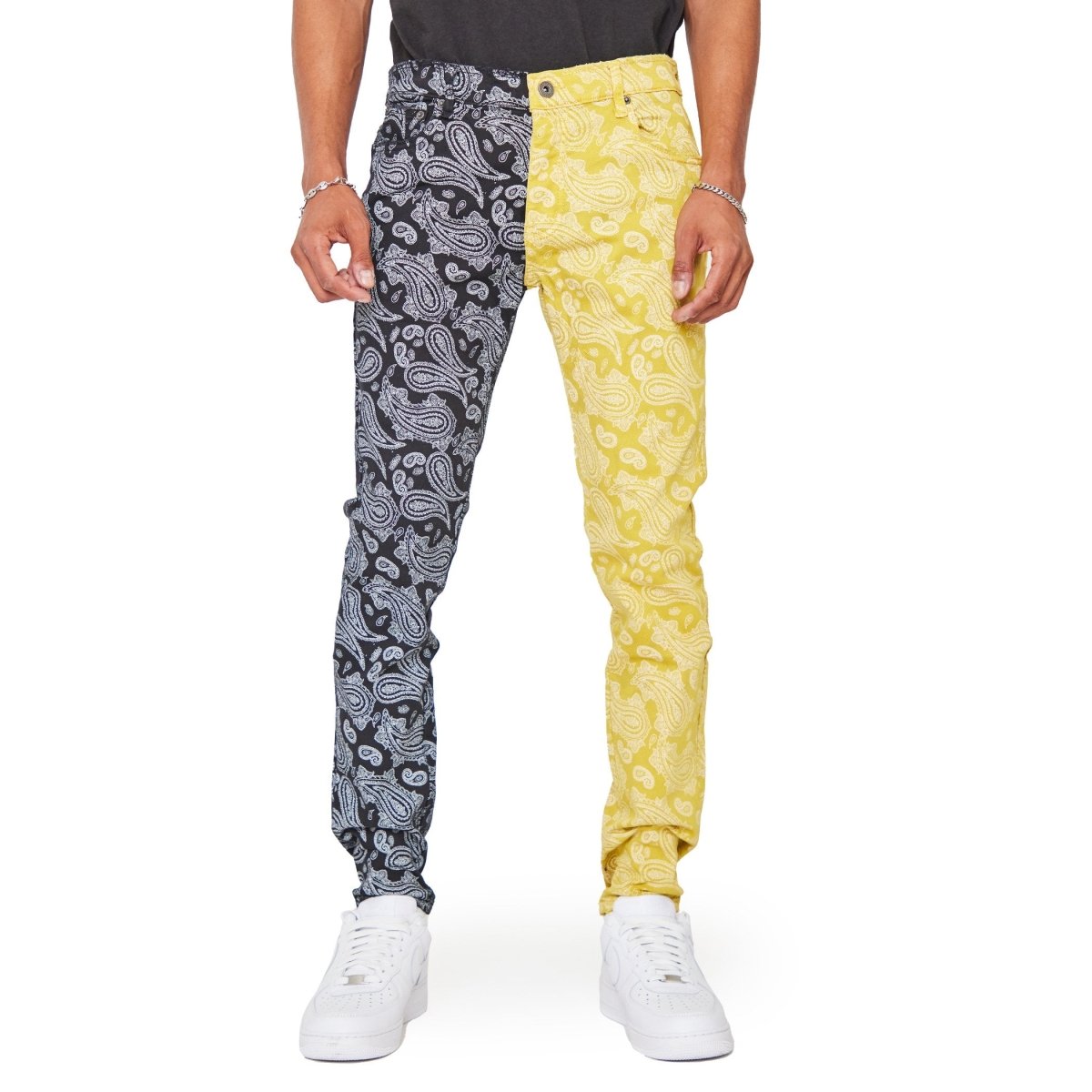 "NOVA BANDANNA" SKINNY JEANS NERO GIALLO "NOVA BANDANNA" SKINNY JEANS NERO GIALLO