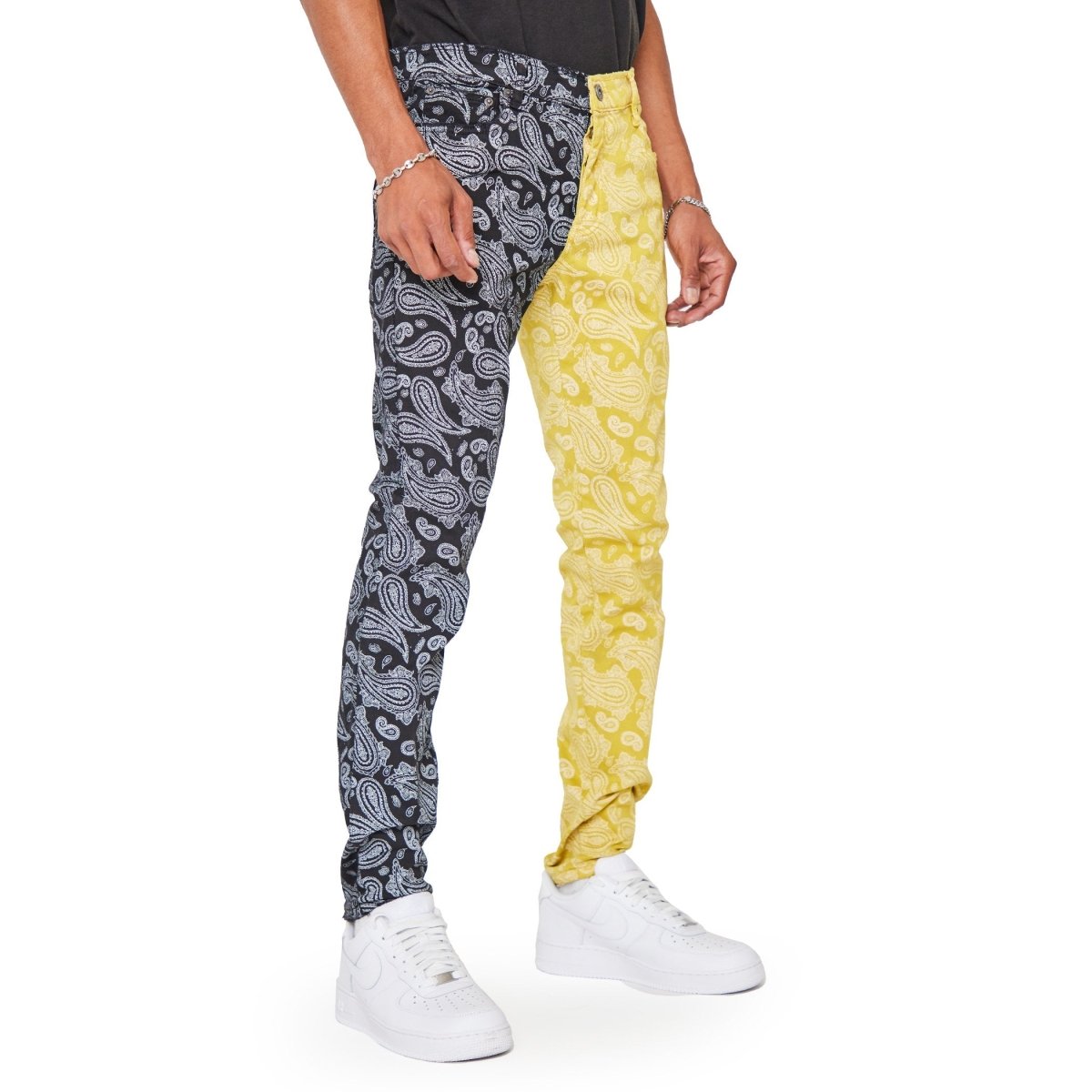"NOVA BANDANNA" SKINNY JEANS NERO GIALLO "NOVA BANDANNA" SKINNY JEANS NERO GIALLO