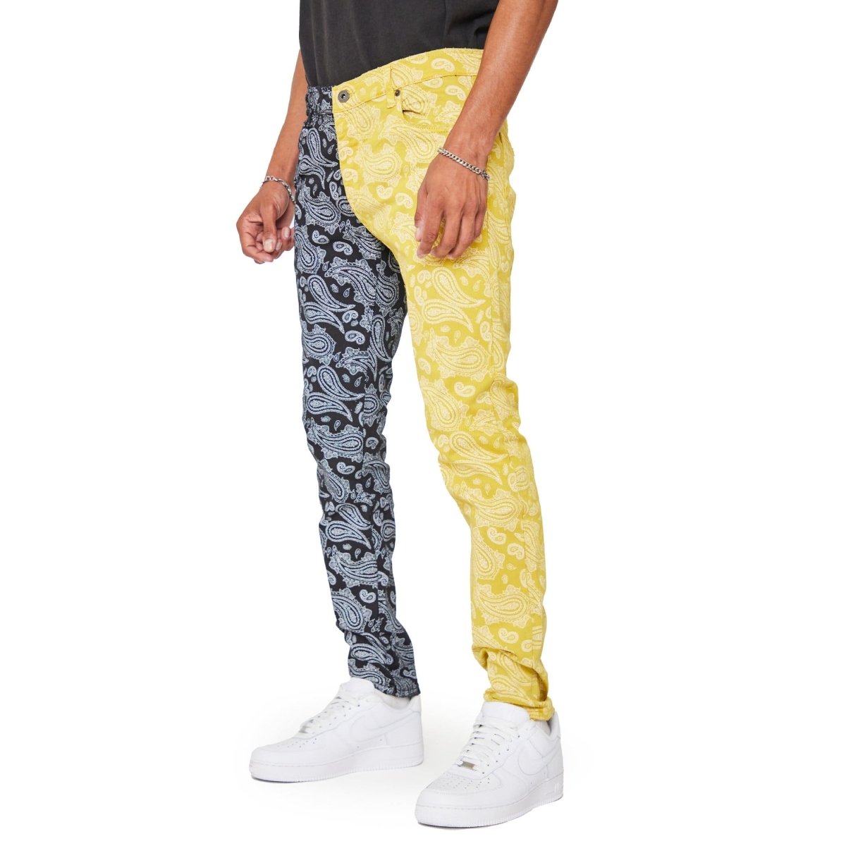 "NOVA BANDANNA" SKINNY JEANS NERO GIALLO "NOVA BANDANNA" SKINNY JEANS NERO GIALLO