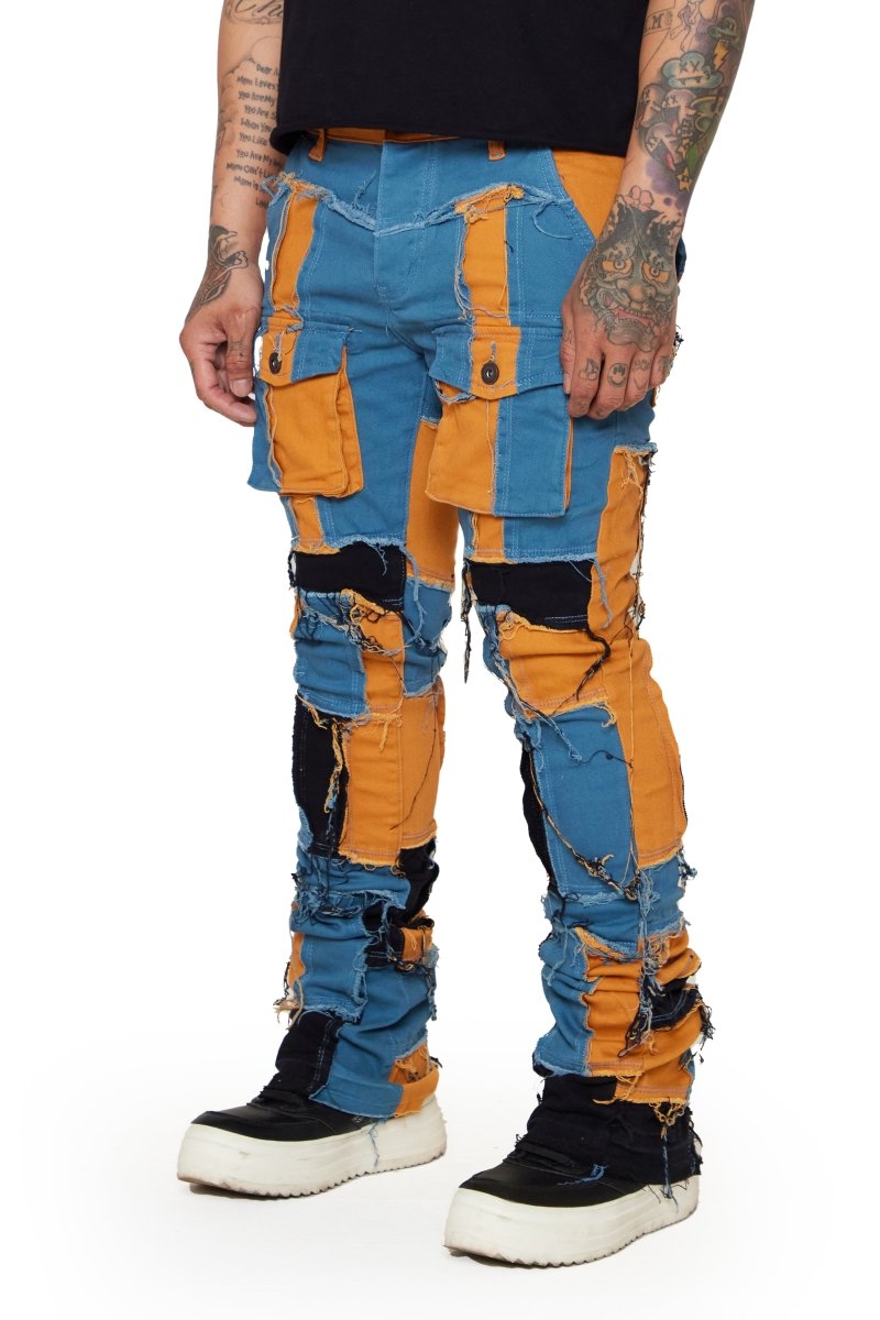 “OVATION” STACKED FLARE JEAN BLUE/WHEAT “OVATION” STACKED FLARE JEAN BLUE/WHEAT