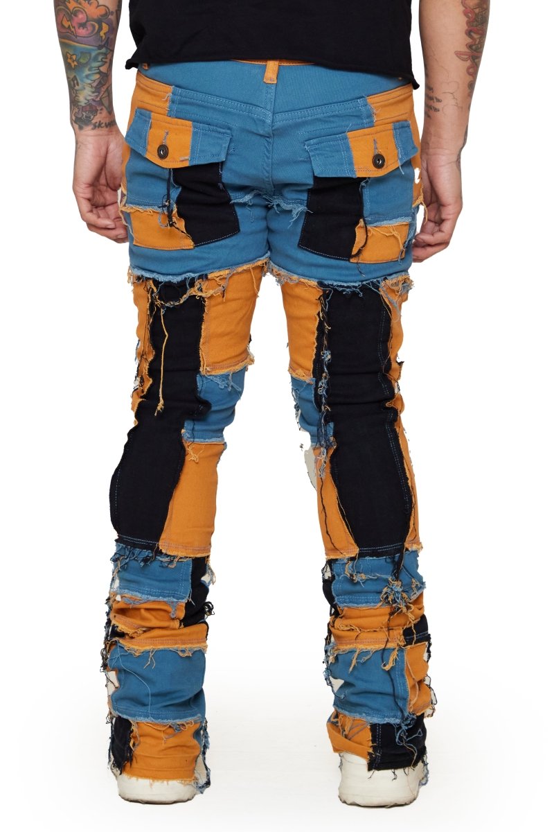 “OVATION” STACKED FLARE JEAN BLUE/WHEAT “OVATION” STACKED FLARE JEAN BLUE/WHEAT