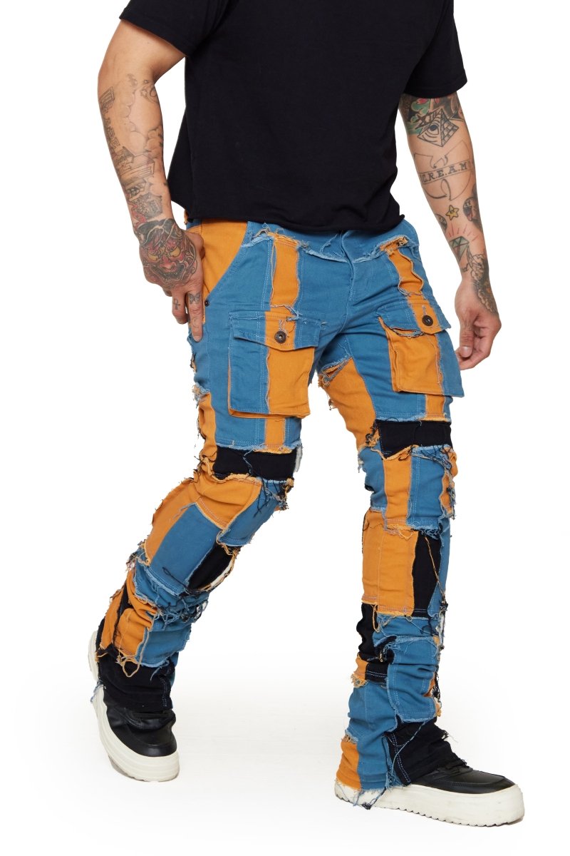 “OVATION” STACKED FLARE JEAN BLUE/WHEAT “OVATION” STACKED FLARE JEAN BLUE/WHEAT