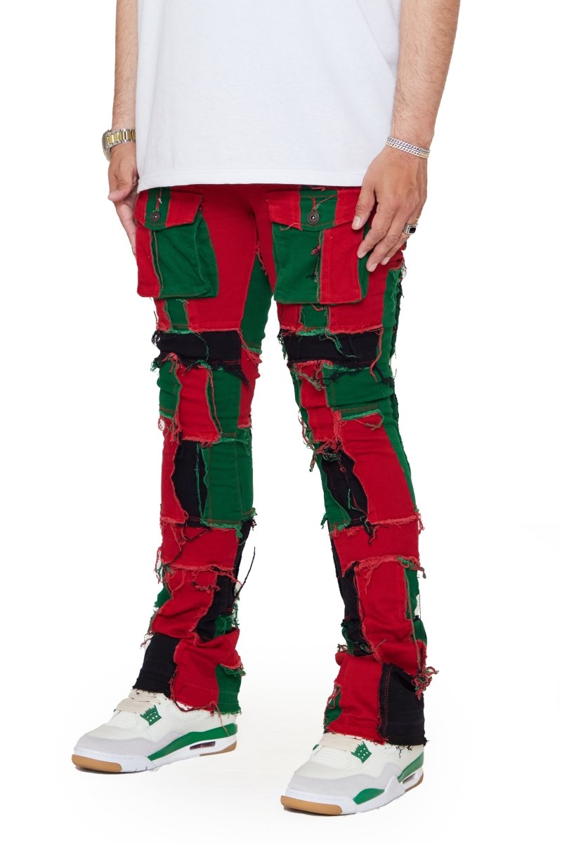 “OVATION” STACKED FLARE JEAN RED/GREEN “OVATION” STACKED FLARE JEAN RED/GREEN