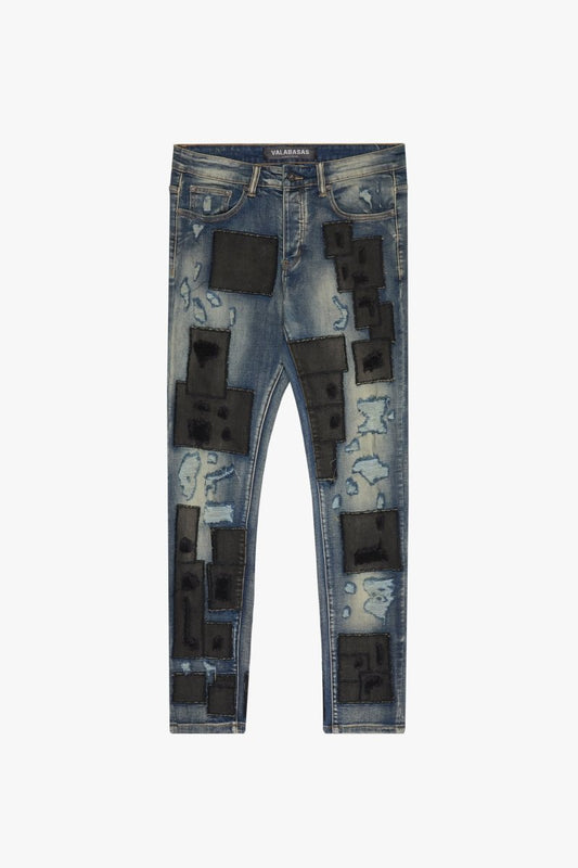"PANELS" SKINNY DENIM BLUE BLACK