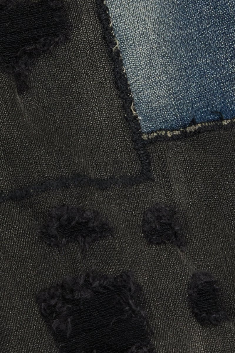 "PANELS" SKINNY DENIM BLUE BLACK "PANELS" SKINNY DENIM BLUE BLACK