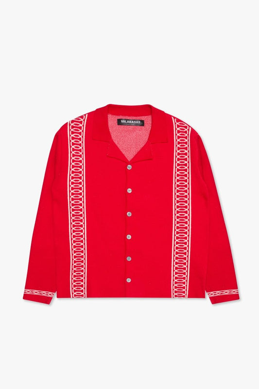 "Paradise" Button Down Red