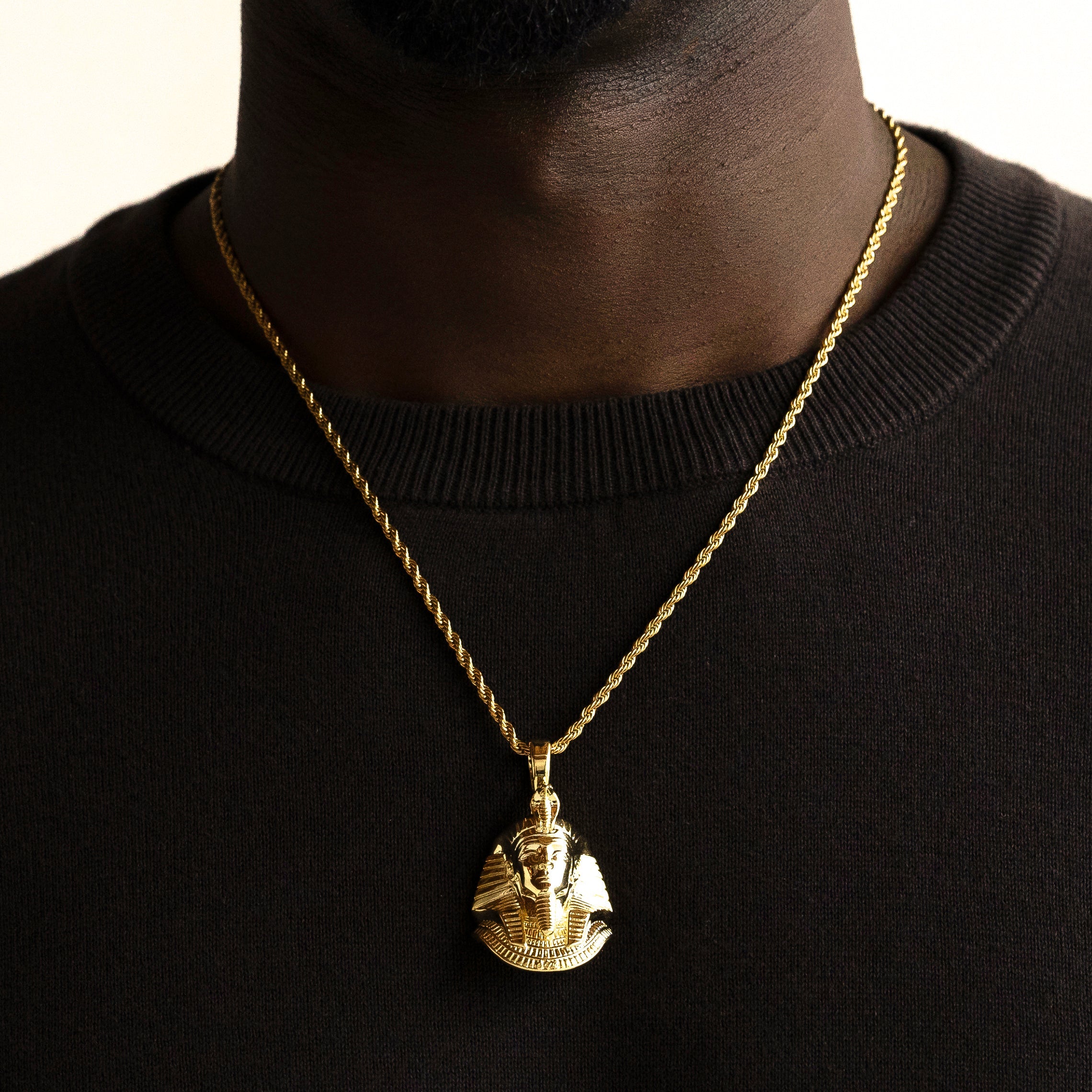 Pharaoh Head V2 Necklace Pendant & Rope Chain Pharaoh Head V2 Necklace Pendant & Rope Chain