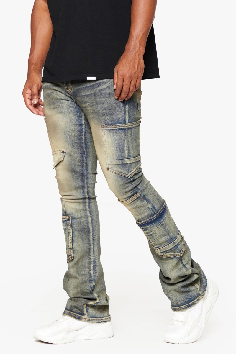 "POCROS" STACKED FLARE JEAN LT VINTAGE WASH "POCROS" STACKED FLARE JEAN LT VINTAGE WASH