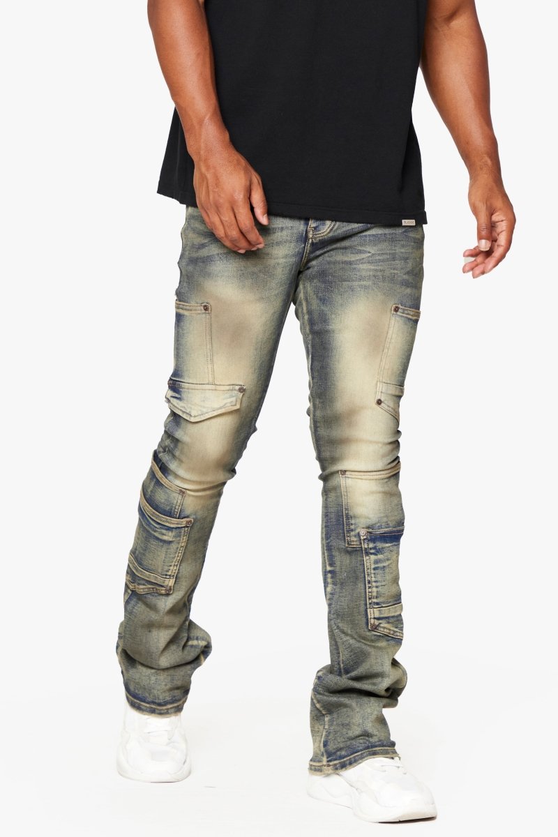 "POCROS" SUPER STACKED FLARE JEAN DIRTY VINTAGE WASH "POCROS" SUPER STACKED FLARE JEAN DIRTY VINTAGE WASH