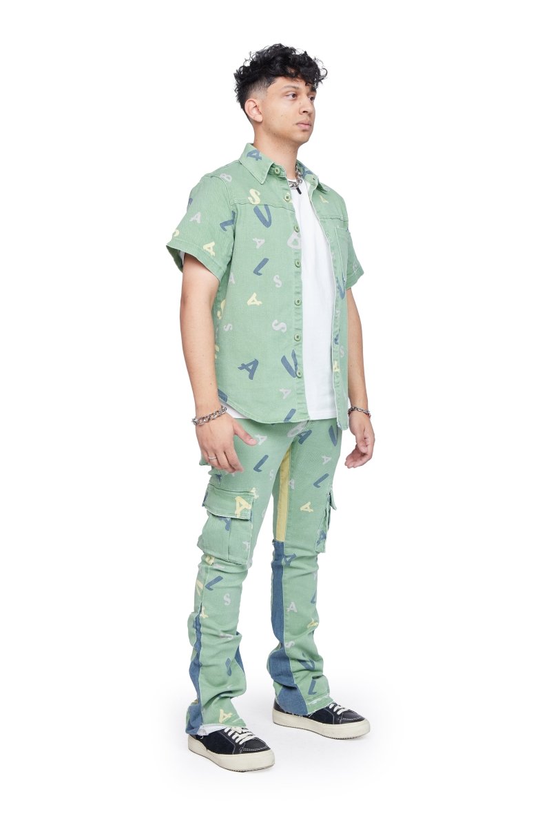 "PUZZLE" BUTTON DOWN AQUA V CAMO "PUZZLE" BUTTON DOWN AQUA V CAMO