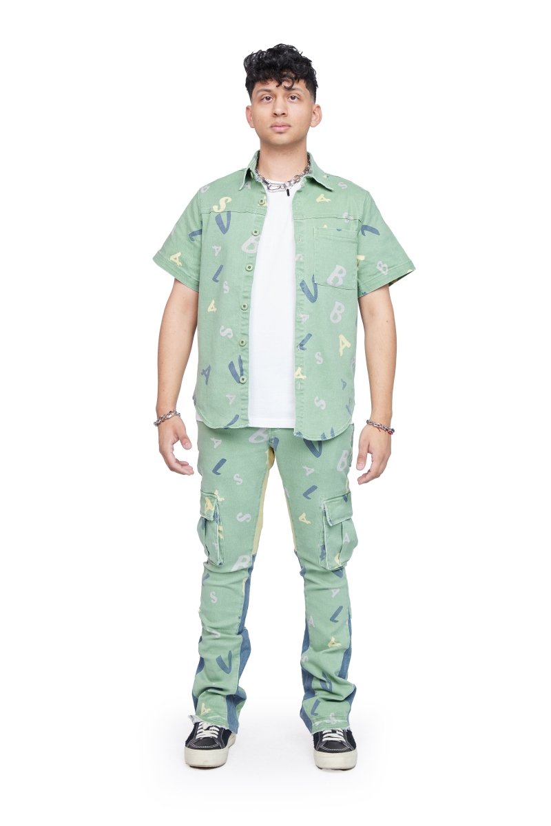 "PUZZLE" BUTTON DOWN AQUA V CAMO "PUZZLE" BUTTON DOWN AQUA V CAMO