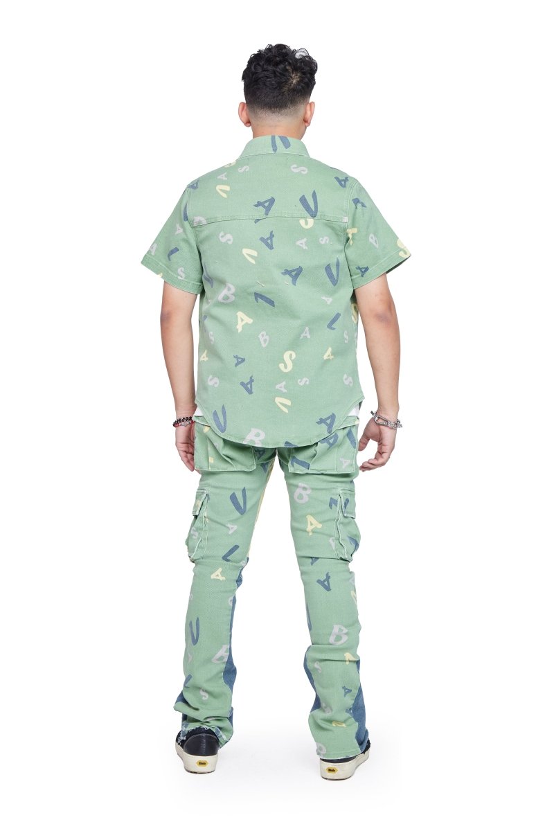 "PUZZLE" BUTTON DOWN AQUA V CAMO "PUZZLE" BUTTON DOWN AQUA V CAMO