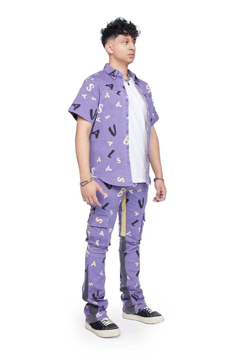 "PUZZLE" BUTTON DOWN PURPLE V CAMO "PUZZLE" BUTTON DOWN PURPLE V CAMO