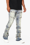 "PYRGOS" STACKED FLARE JEAN BLUE WASH "PYRGOS" STACKED FLARE JEAN BLUE WASH