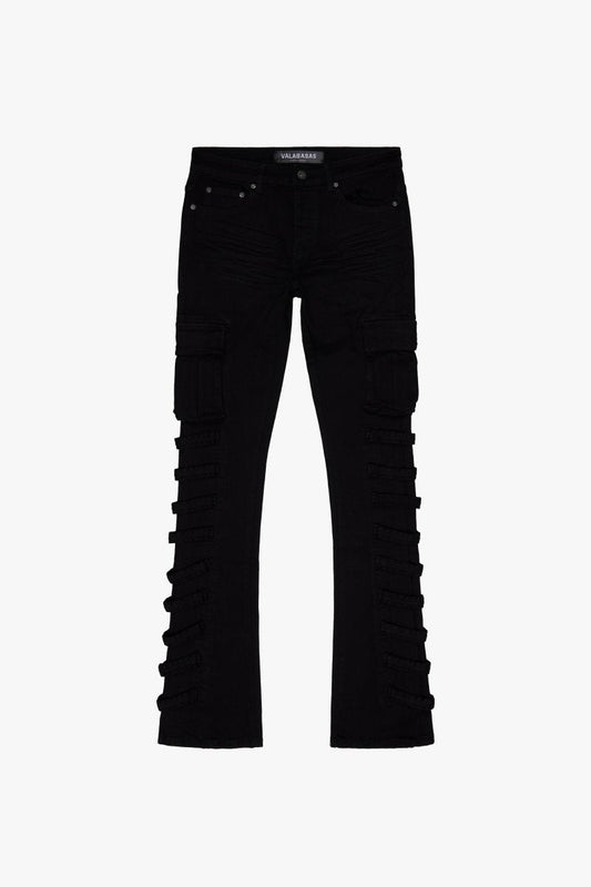 "QUANTICO" STACKED FLARE JEAN BLACK