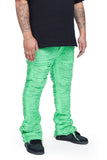 "RAVAGED" STACKED FLARE JEAN GREEN "RAVAGED" STACKED FLARE JEAN GREEN