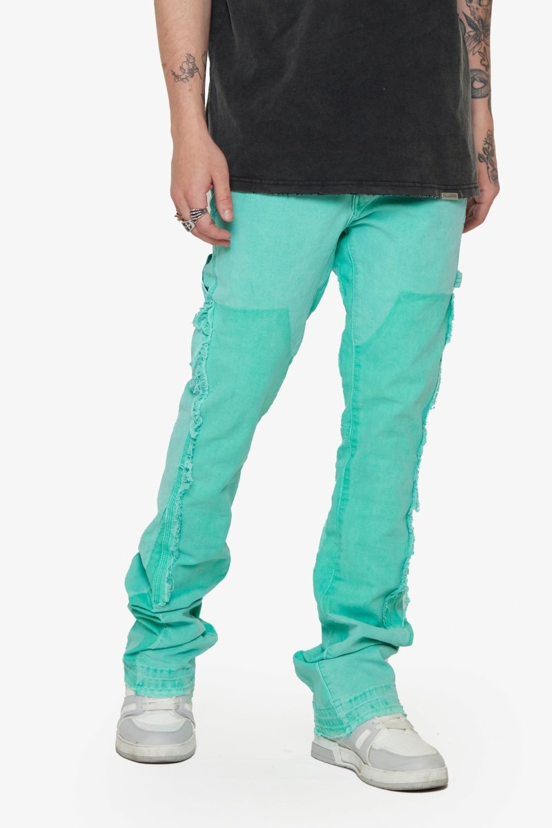 “REVIVAL" STACKED FLARE JEAN LT. GREEN WASH “REVIVAL" STACKED FLARE JEAN LT. GREEN WASH
