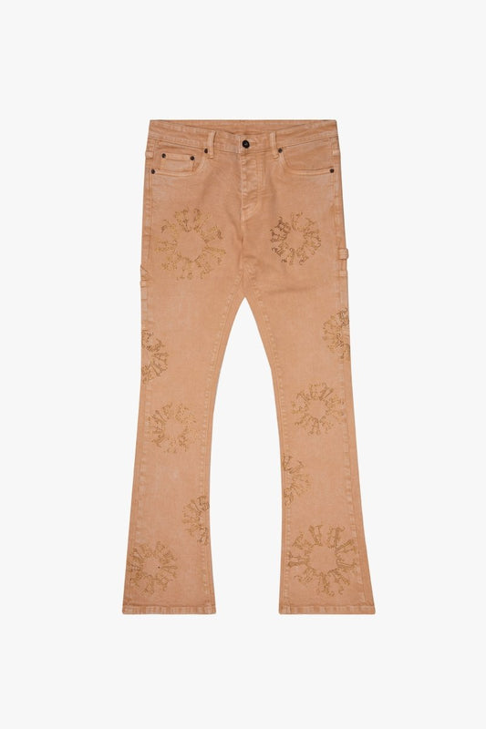 "RINGER” STACKED FLARE JEAN KHAKI