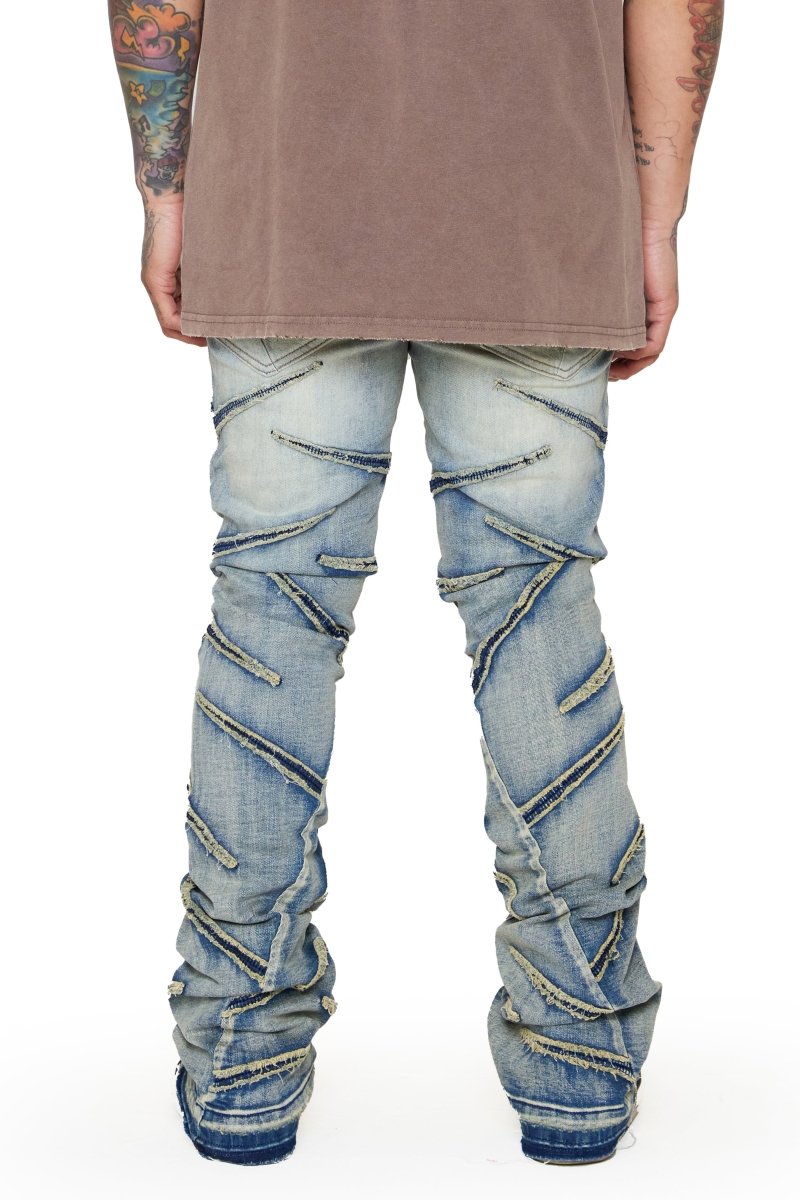 “SABER” STACKED FLARE JEAN LT BLUE “SABER” STACKED FLARE JEAN LT BLUE