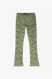 “SABER” STACKED FLARE JEAN OLIVE WASHED “SABER” STACKED FLARE JEAN OLIVE WASHED