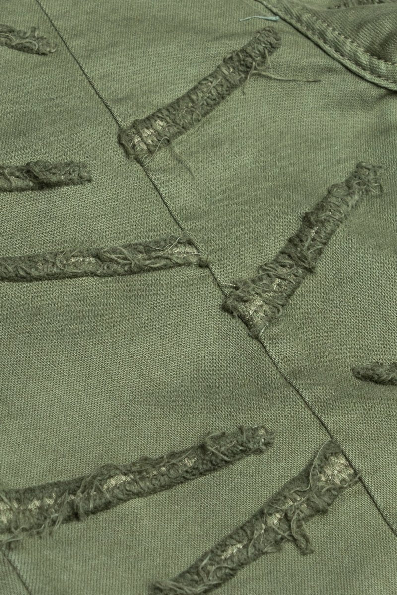 “SABER” STACKED FLARE JEAN OLIVE WASHED “SABER” STACKED FLARE JEAN OLIVE WASHED