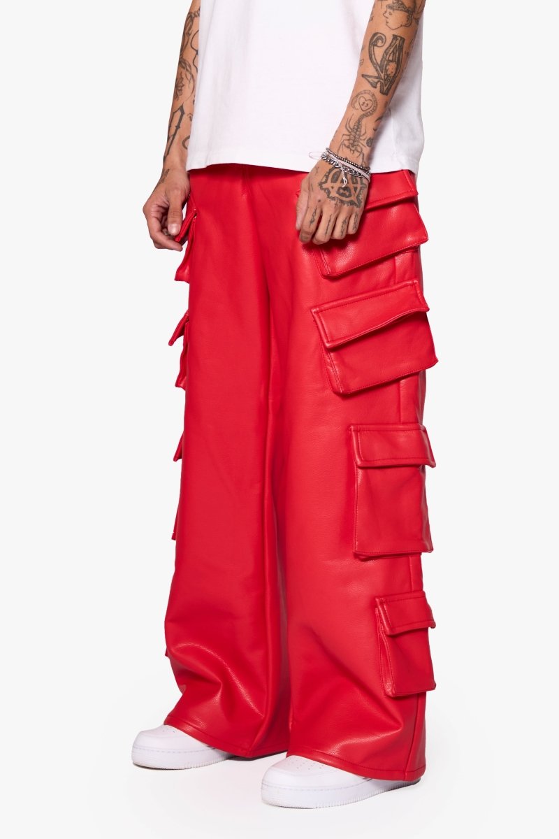 "SASORI" BAGGY VEGAN LEATHER JEANRED "SASORI" BAGGY VEGAN LEATHER JEANRED