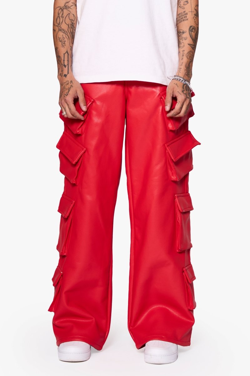 "SASORI" BAGGY VEGAN LEATHER JEANRED "SASORI" BAGGY VEGAN LEATHER JEANRED